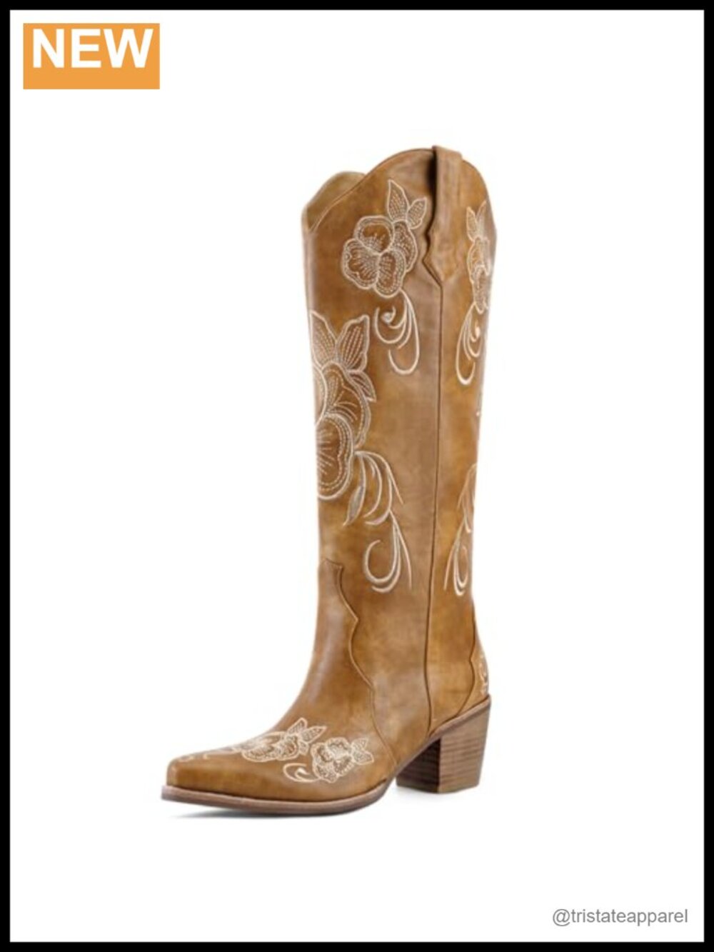 Knee High Cowboy Boots Faux Leather Snip Toe Western Cowgirl